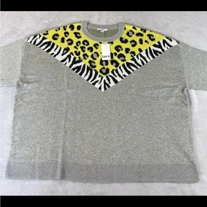 Bar III Plus womens long sleeve gray pullover animal print sweater size 2X